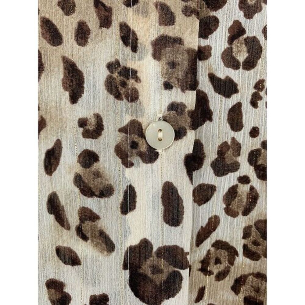 ALFRED DUNNER Shirt womens 16 Semi-sheer Long Sleeve‎ Animal Print Front Button - Picture 2 of 4